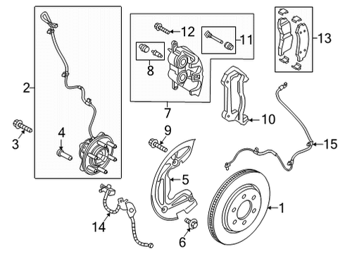 2021 Ford F-150 Brake Caliper Assembly Less Pad Diagram for ML3Z-2B120-D