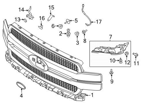 2020 Ford F-150 Radiator Grille Diagram for JL3Z-8200-KB