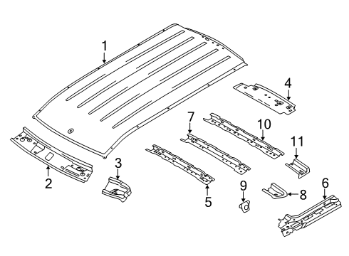 2020 Ford Transit Connect Roof Panel Assembly Diagram for KT1Z-6150202-B