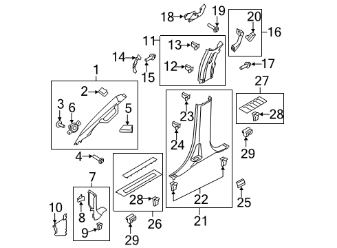 2020 Ford F-350 Super Duty Windshield Moulding Diagram for LC3Z-2503598-DB