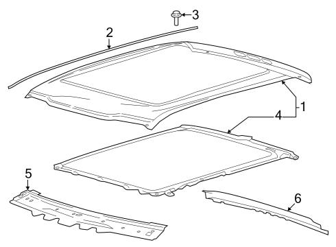2025 Ford F-250 Super Duty Roof Panel Assembly Diagram for LC3Z-2650202-A