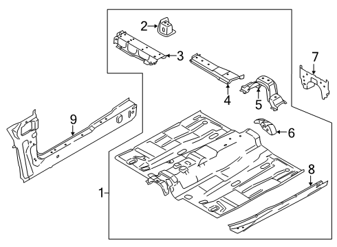 2021 Ford Transit Connect Front Floor Pan Assembly Diagram for DV6Z-1711135-H
