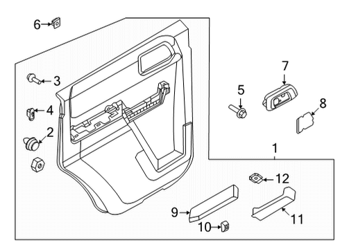 2024 Ford Bronco Panel Door Trim Lower Diagram for M2DZ-7827406-DL