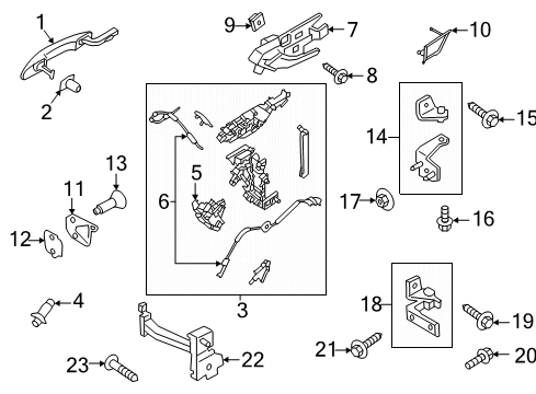 2024 Lincoln Corsair Door Handle Assembly Outer Diagram for PJ7Z-7826605-BBPTM