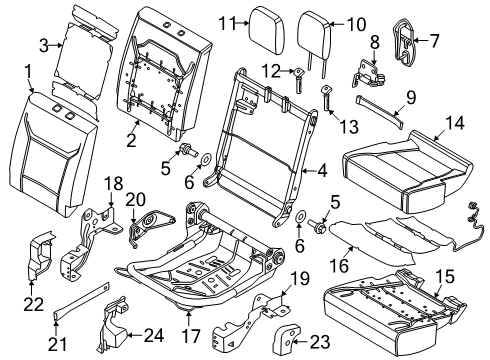 2025 Ford F-350 Super Duty Rear Seat Back Cover Assembly Diagram for NL3Z-1666600-JA