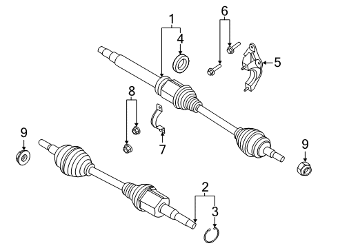 2024 Ford Escape Front Axle Shaft Diagram for LX6Z-3B436-C