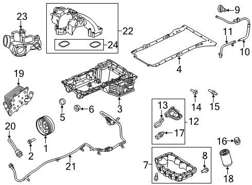 2022 Ford F-250 Super Duty Oil Pan Gasket Diagram for LC3Z-6710-C