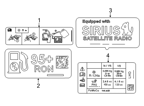 2020 Ford Mustang Decal Diagram for JR3Z-9900014-F