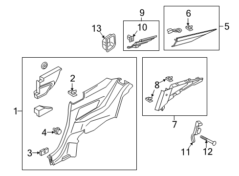 2021 Ford Mustang Roof Trim Panel Centre Diagram for FR3Z-6352019-AD