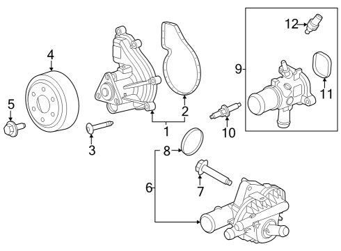 2024 Ford Escape Water Pump Pulley Diagram for GN1Z-8509-A