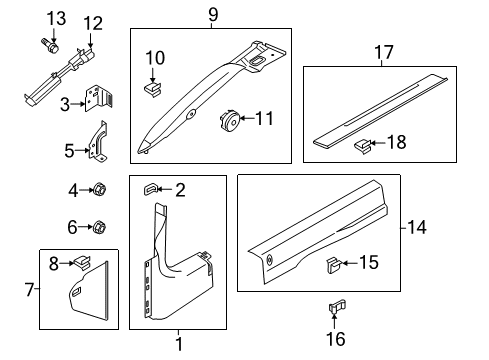 2021 Ford Mustang Cowl Side Trim Panel Diagram for FR3Z-6302344-AB