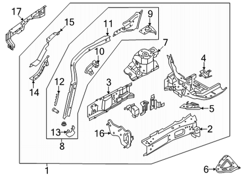 2024 Ford Maverick Front Fender Apron Assembly Diagram for NZ6Z-16054-D