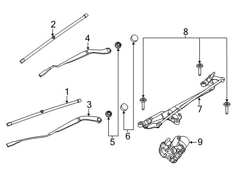 2020 Ford Explorer Wiper Arm Assembly Diagram for LB5Z-17527-A