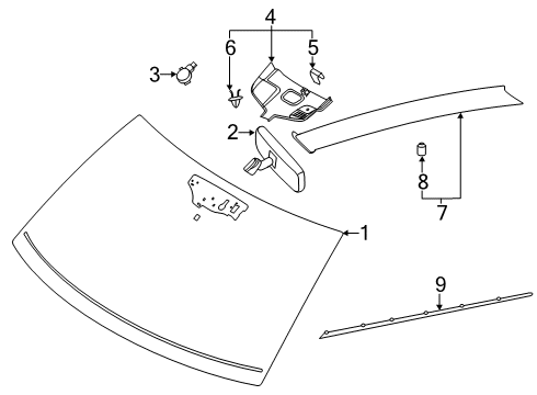 2025 Lincoln Aviator Windscreen Glass Diagram for RC5Z-7803100-B
