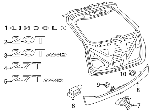 2022 Lincoln Nautilus Rear Reflector Assembly Diagram for KA1Z-13A565-E