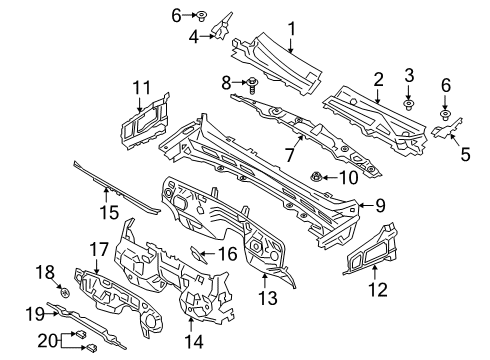 2021 Ford Ranger Cowl Top Grille Diagram for KB3Z-21022A68-B