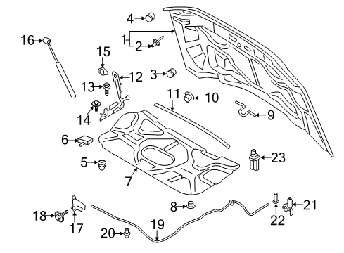 2020 Ford F-250 Super Duty Hood Latch Assembly Diagram for HC3Z-16700-G