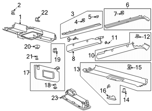 2025 Ford Bronco Visor Assembly Sun Diagram for M2DZ-7804105-DC