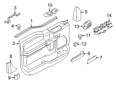 2020 Ford F-350 Super Duty Panel Assembly Door Trim Diagram for LC3Z-2823942-EA