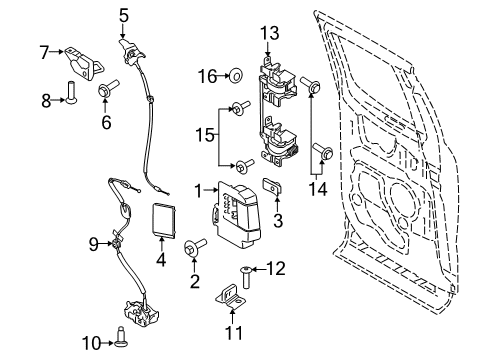 2022 Ford F-350 Super Duty Door Handle Assembly Inner Diagram for FL3Z-1822601-AH