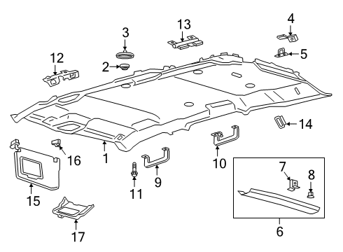 2024 Lincoln Navigator Headlining - Roof Diagram for NL7Z-4051944-DA