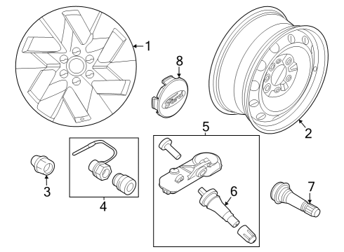 2022 Ford F-150 Lightning Wheel Assembly Diagram for NL3Z-1007-C