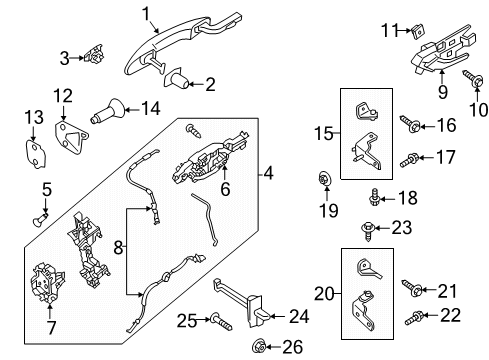 2024 Lincoln Corsair Door Handle Assembly Outer Diagram for PJ7Z-7822404-BBPTM