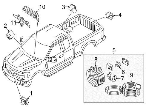2022 Ford F-350 Super Duty Control Assembly - Audio/Visual Unit Diagram for HC3Z-19H405-M