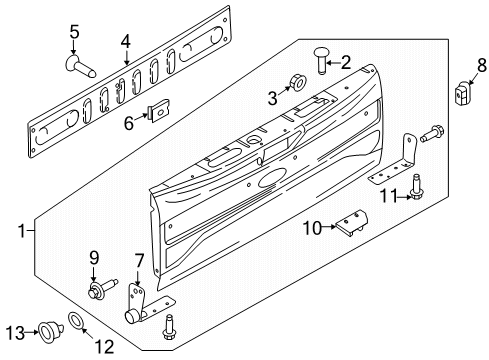 2022 Ford F-350 Super Duty Tailgate Assembly Diagram for LC3Z-9940700-D