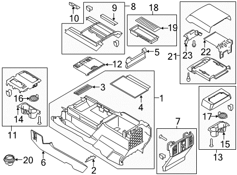 2020 Ford F-150 Panel Assembly Console Diagram for HL3Z-15045A76-AB