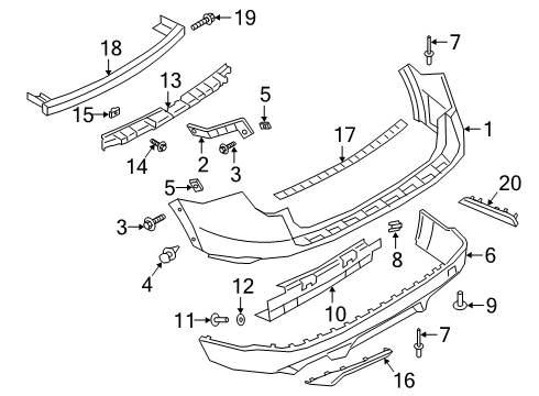2022 Ford Explorer Bumper Bar Moulding Diagram for LB5Z-17C830-ACPTM