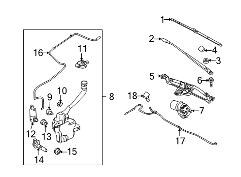 2019 Ford Police Interceptor Sedan Wiper Blade Assembly Diagram for 8G1Z-17528-AA