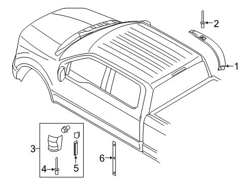 2020 Ford F-150 Moulding Diagram for FL3Z-1829077-AD