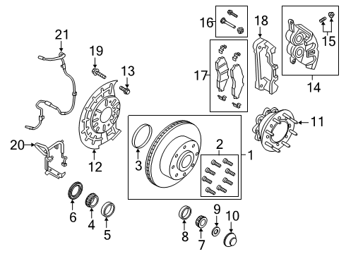 2020 Ford F-350 Super Duty Wheel Hub Assembly Diagram for PC3Z-1102-B