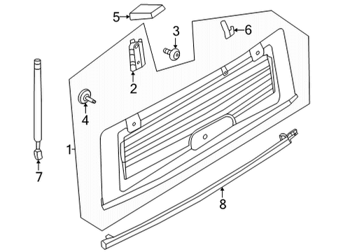 2022 Ford Bronco Back Glass Window Diagram for M2DZ-7842006-F