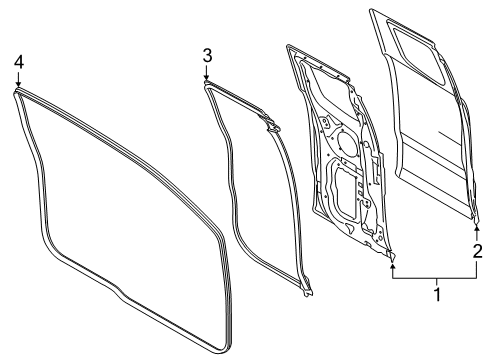 2022 Ford Ranger Weatherstrip Diagram for EB3Z-2125324-D