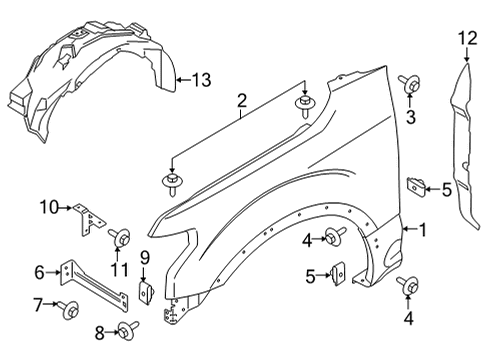2023 Ford F-150 Front Splash Guard Diagram for ML3Z-16103-K