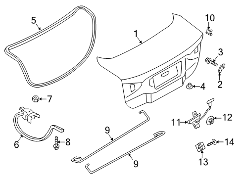 2020 Ford Police Responder Hybrid Luggage Compartment Door Hinge Diagram for DS7Z-5442701-M