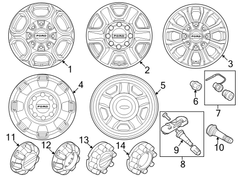 2025 Ford F-350 Super Duty Wheel Assembly Diagram for PC3Z-1007-F