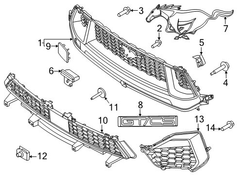 2025 Ford Mustang Radiator Grille Diagram for RR3Z-8200-ABPTM