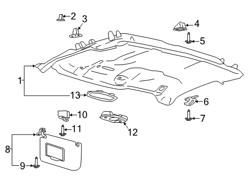 2020 Ford F-150 Headlining - Roof Diagram for KL3Z-1551944-BE