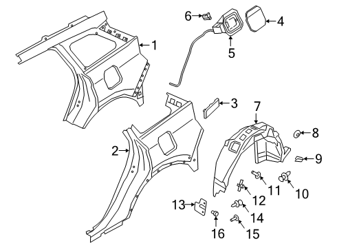 2021 Lincoln Corsair Quarter Panel Filler Diagram for LJ7Z-78278B50-B