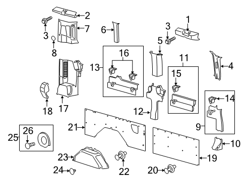 2020 Ford Transit Load Compartment Trim Diagram for CK4Z-6131013-HD