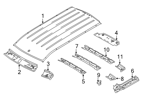 2020 Ford Transit Connect Roof Panel Assembly Diagram for KT1Z-6150202-C