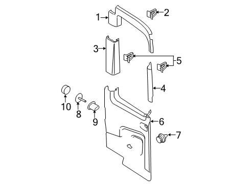2023 Ford Transit Panel Assembly - Door Trim Diagram for CK4Z-6145221-AM