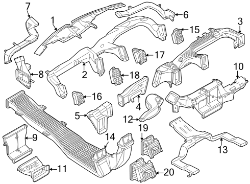 2023 Ford F-250 Super Duty Air Conditioner Duct Assembly Diagram for PC3Z-19E630-B
