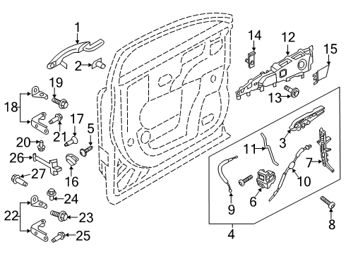 2021 Lincoln Nautilus Door Handle Assembly Outer Diagram for GJ7Z-5422405-ABPTM