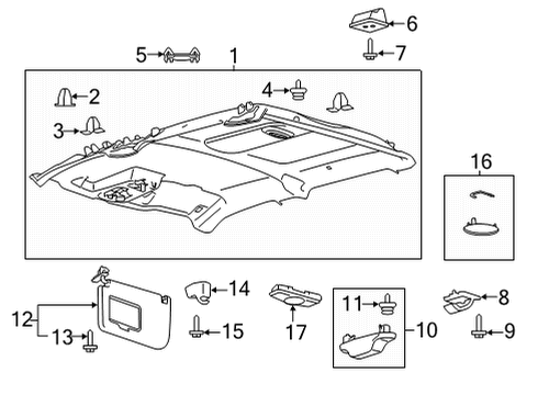 2024 Ford F-150 Visor Assembly Sun Diagram for JL3Z-1504104-GM