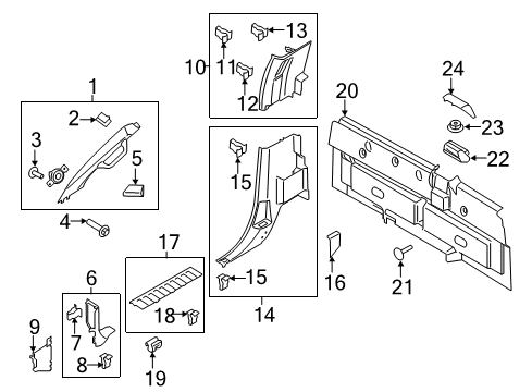 2020 Ford F-250 Super Duty Quarter Trim Assembly Diagram for HC3Z-2531012-AK