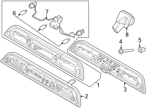 2025 Ford F-250 Super Duty Lamp Assembly Rear High Mounted Diagram for ML3Z-13A613-B